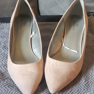 Blush-Pink Suede Heels